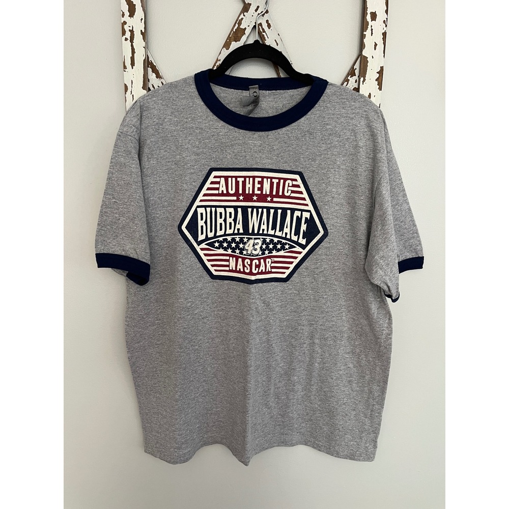 Men's #43 Bubba Wallace NASCAR Short Sleeve‎ Gray T-Shirt Size XL